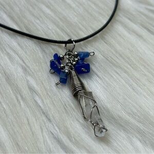 Quartz gemstone caged chakra pendant necklace